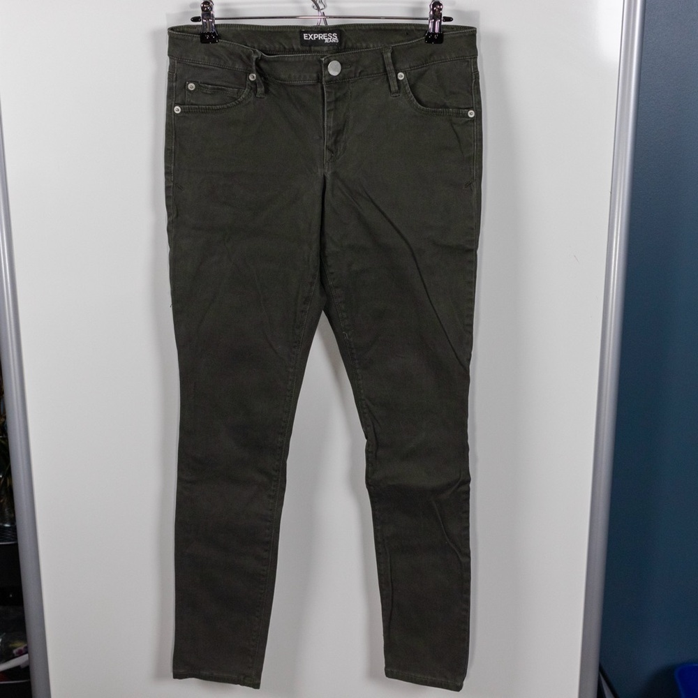 Express Army Green Low Rise Skinny Jeans